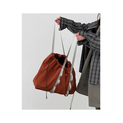 男装东大门单肩包格纹gri