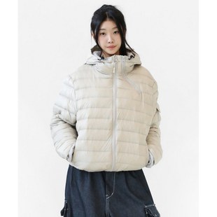 小北韩国代购男装东大门连帽羽绒服侧开多拉链排骨纹简约鸭绒外套