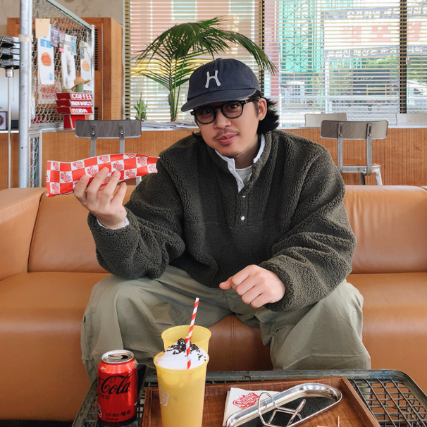 小北韩国代购男装东大门卫衣摇粒绒撞色包边半开立领简约羊羔绒