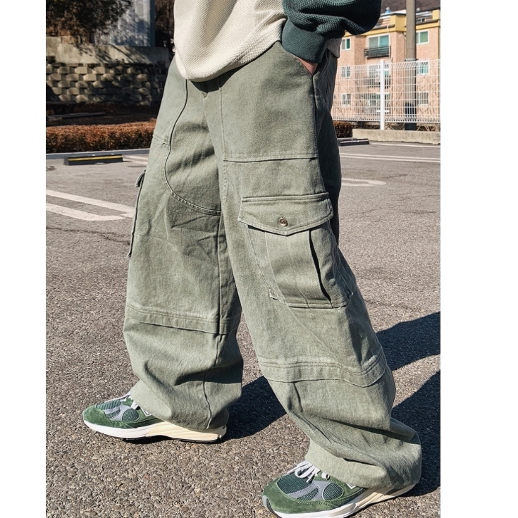 小北韩国代购男装东大门美式穿搭工装口袋水洗棉休闲裤男裤