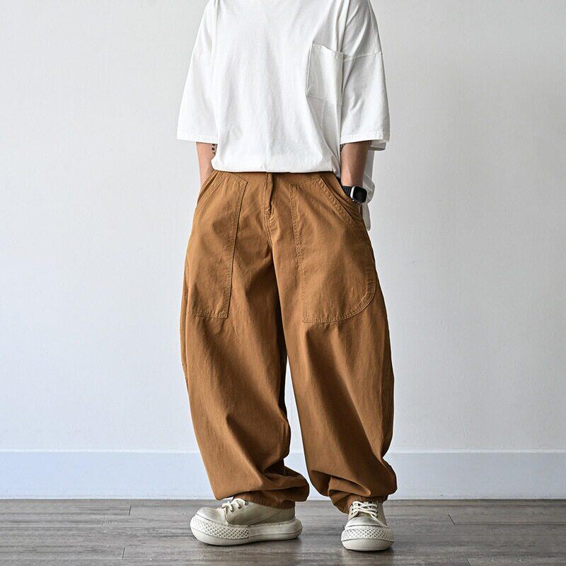 小北韩国代购男装东大门休闲裤气球口袋弧形拼接设计松萝卜裤显瘦