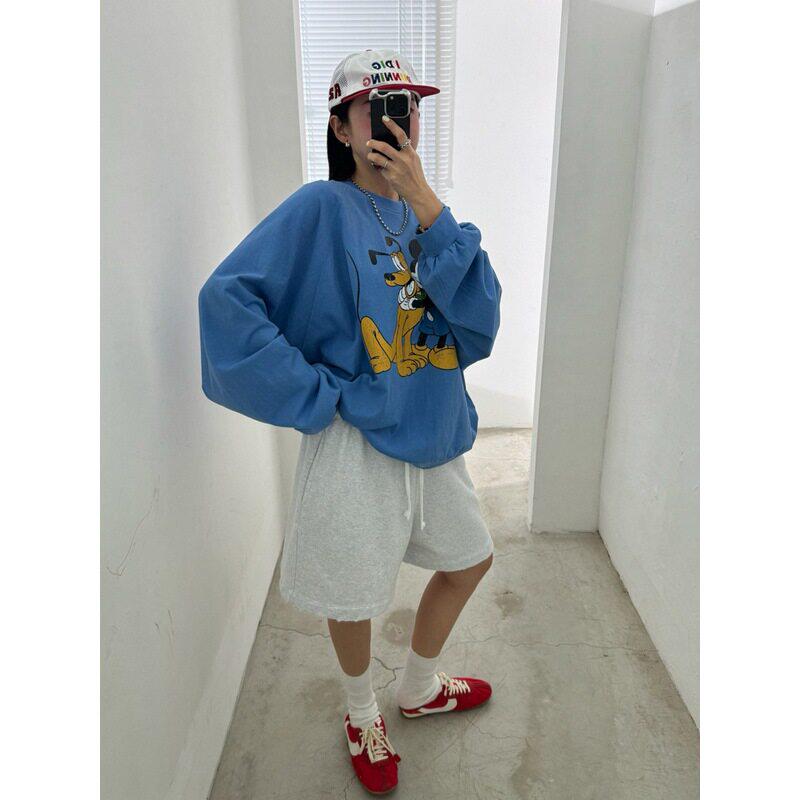 小北韩国代购男装东大门votus复古色水洗松紧腰围短款宽松os潮牌