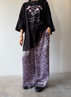 小北韩国代购男装东大门votus豹纹宁艺卓同款男女同款宽松休闲裤