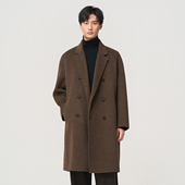石见山高端牦牛绒羊毛双面呢外套男士 毛呢大衣 领男款 中长款 西装