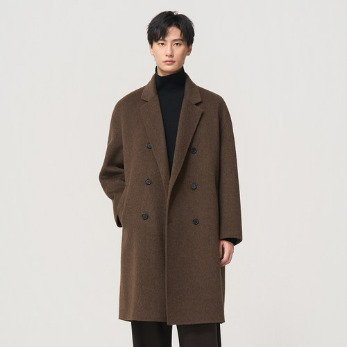 石见山中长款牦牛绒双面呢大衣男