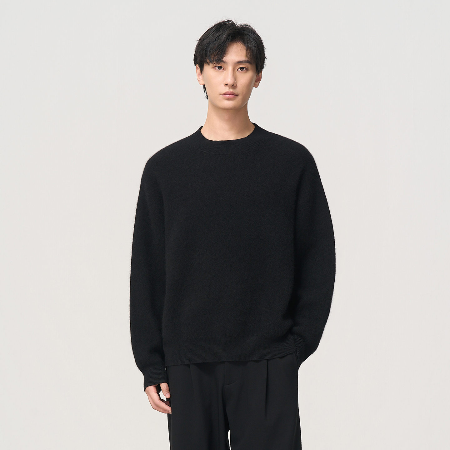 石见山轻量羊毛兔绒圆领保暖毛衣