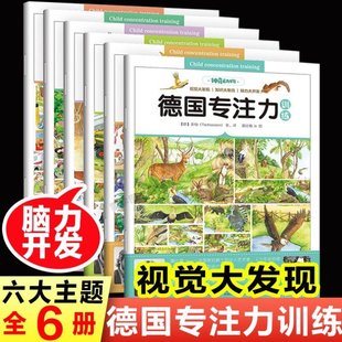 9周岁幼儿专注力训练书逻辑思维训练儿童书籍 幼儿早教读物益智游戏大本找不同迷宫书 德国专注力训练书养成大画册全6册