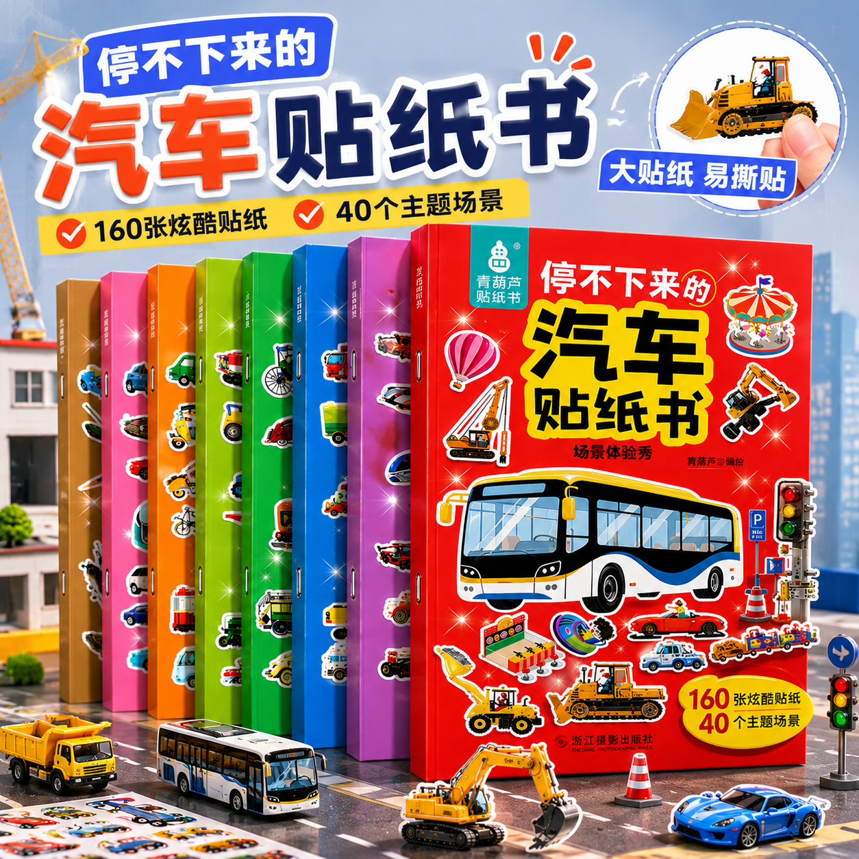 全套8册汽车贴纸书 儿童贴纸图书汽车贴画书益智启蒙游戏书籍 3-6岁幼儿专注力训练趣味游戏书 全脑开发中班幼儿园 幼小衔接早教书