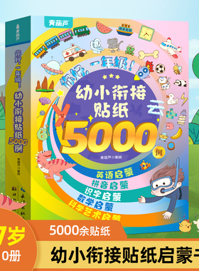 幼小衔接贴纸5000例3-4-5到6岁以上宝宝贴贴画粘贴拼音英语识字数学思维专注力训练早教启蒙贴纸书幼儿园宝宝儿童益智游戏书玩具书