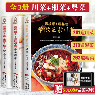 做菜食谱烹饪教程新手学厨师书家用食谱美食名厨 粤菜3册 菜谱书家常菜大全川菜菜谱大全书籍做法厨师版 四川湖南经典 川菜 湘菜 正版