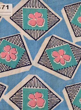 【收藏】1930年美国制造 原版古董布料  可连裁 蓝色系 C471