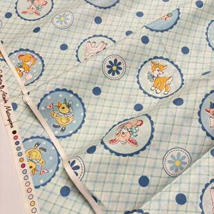 日本进口棉布 松山墩子早期绝版布料 可爱动物 A068