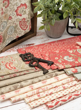 美国进口手工棉布料 La Grande Soiree 法式手工印染 36色 拼布组