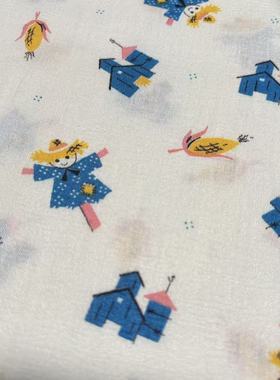 海外畅销【收藏】1940年代美国制造 古董布料 人物动物系 C035