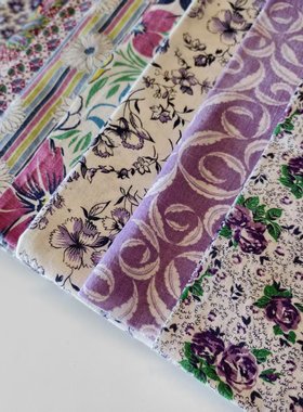 【收藏】1930年美国制造 原版古董布料 紫色系 布组021