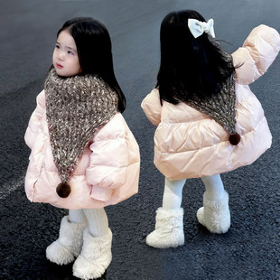 女童羽绒服冬装外套2025新款爆款高蓬白鸭绒韩系冬季女宝花苞棉服