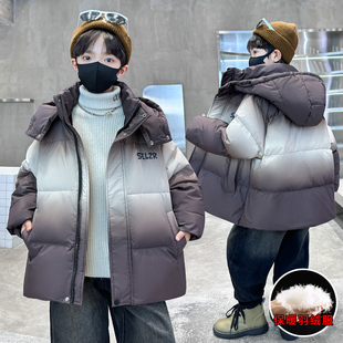 2026男童冬装加厚羽绒服中大童帅气连帽保暖外套新款棉服透气薄款