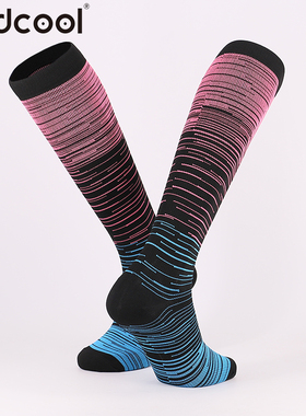 Findcool七彩星期袜2双专业马拉松跑步运动袜男女长筒健身速干袜