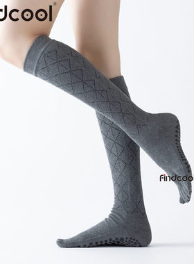 Findcool秋冬中筒瑜伽袜五指袜露趾包趾保暖防滑女专业舞蹈袜硅胶