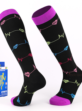 Findcool长跑袜健身运动机能压缩袜2双跑步男女马拉松越野长筒袜