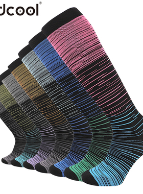 Findcool专业跑步运动袜男女长筒肌肉腿压缩袜马拉松健身速干袜