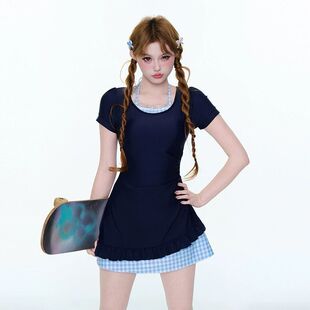 少女泳衣女可爱泡泡温泉游泳馆专用保守显瘦分体泳装 度假 2026新款