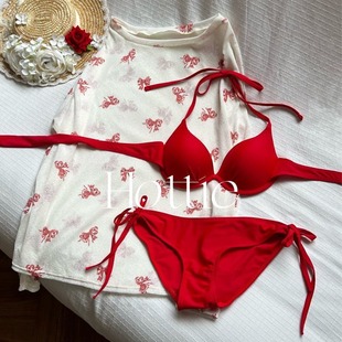 泳衣甜辣 少女纯欲性感比基尼小胸钢托聚拢沙滩度假三点式 礼物