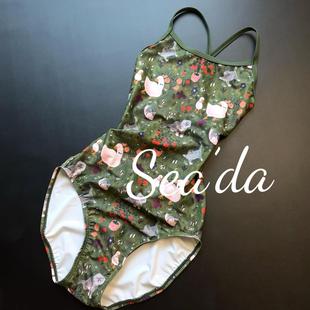 新款单层竞速连体三角游泳衣女专业运动高级莱卡面料微胖大码泳装