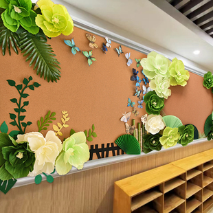 手工环创文化装饰布置材料组合板报绿色黑板报墙面纸花幼儿园森系