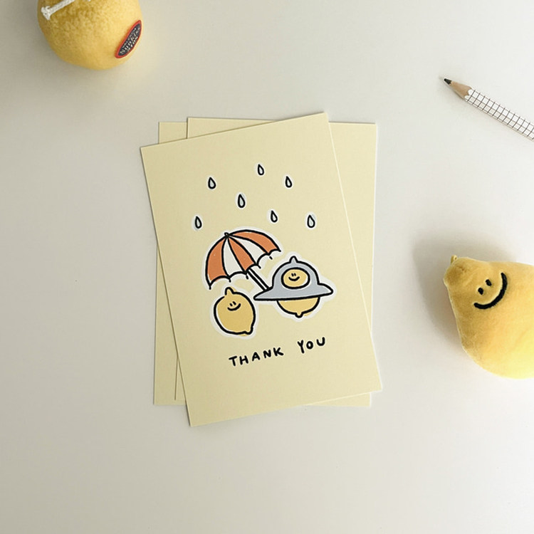 谢谢你 谢谢你 明信片 感谢卡温暖可爱感谢卡片 柠檬黄暖暖配色