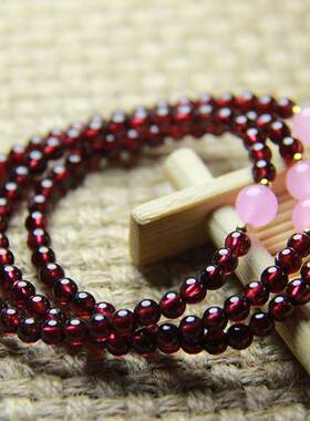 石榴石多圈生日礼物甜美风手串