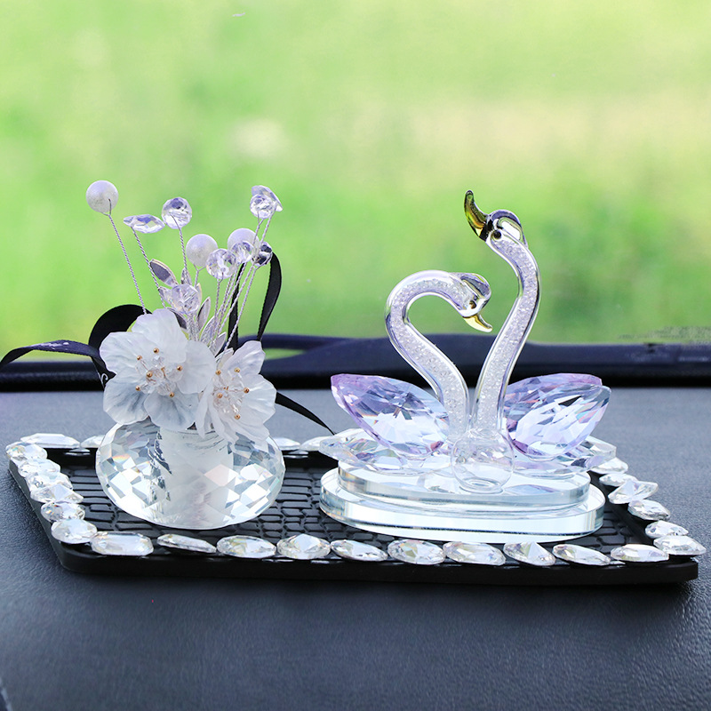 高级感车饰小摆件天鹅水晶之恋