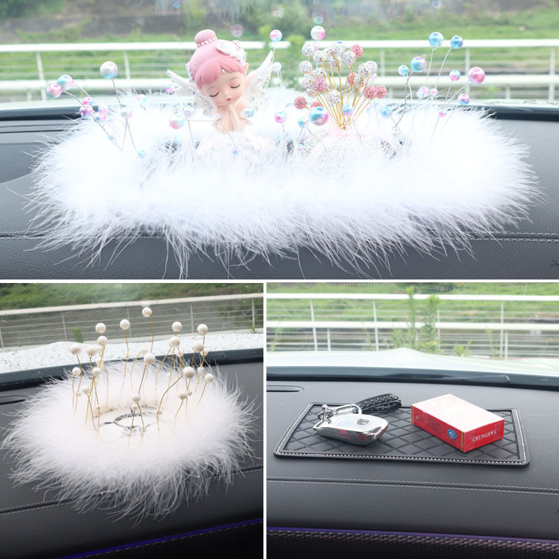 车内饰品防滑垫车载珍珠皇冠羽毛手机镶钻创意汽车用品山茶花女性