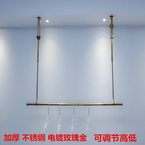 服装店不锈钢玫瑰金吊架挂衣架