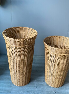 超市店铺藤编果蔬展示堆头篮收集