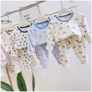 童装 家居服套装 莱卡套头卡通睡衣两件套 儿童四季 男宝宝纯棉秋衣裤