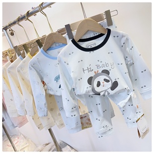 左羽童儿童家居服套装男童春秋款睡衣两件套宝宝收口莱卡四季打底