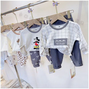 宝宝心柔棉秋冬家居睡衣儿童大胸花纯棉家居服男女孩打底套装潮款