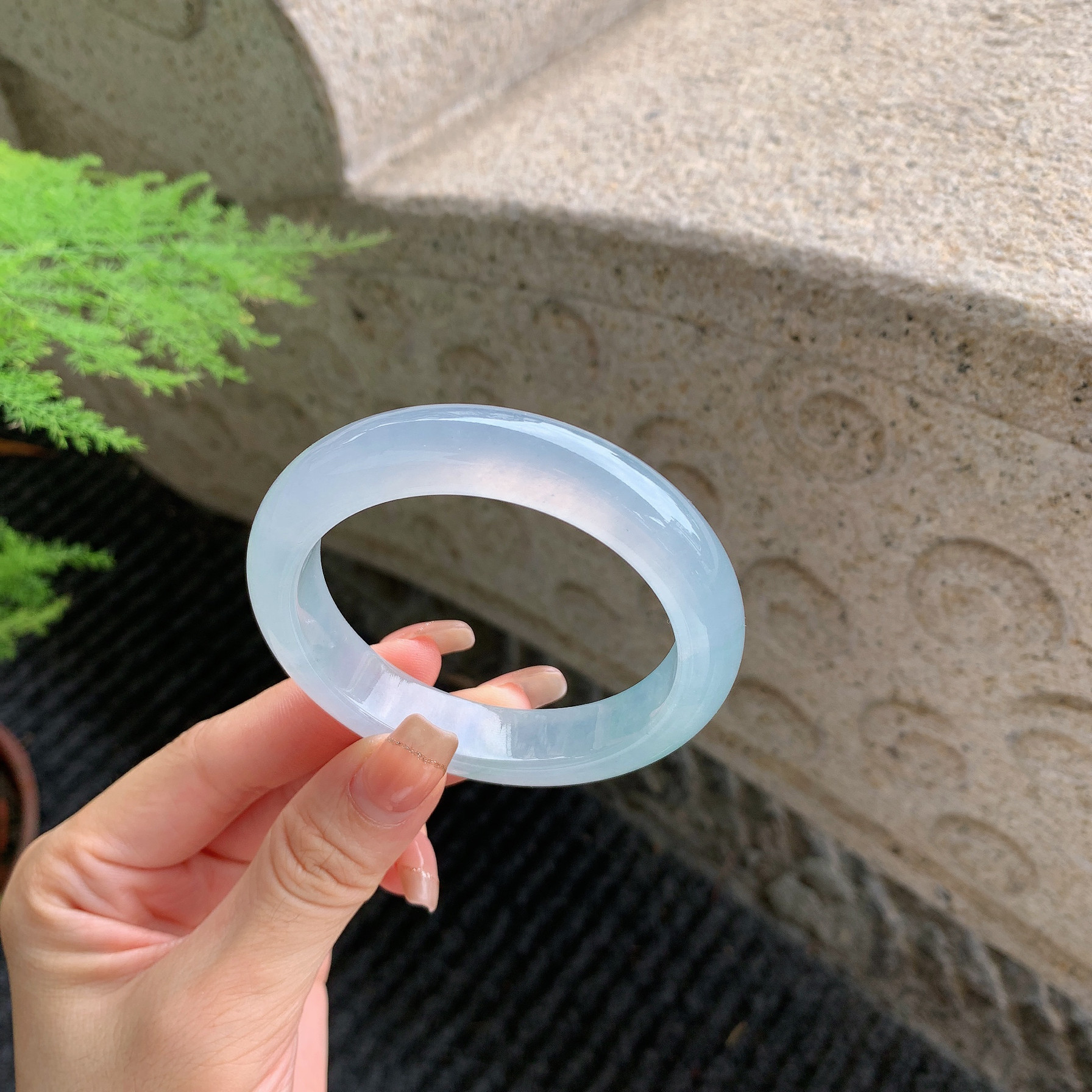 56圈口蓝刚极光紫翡翠手镯天然缅甸翡翠平安玉手镯