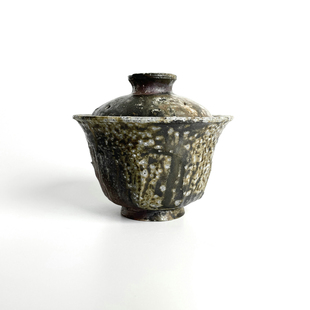 柴烧盖碗130ml手工粗陶珍珠泥泡茶器厚重自然落灰两才景德镇侘寂