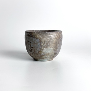 75ml珍珠泥柴烧主人杯子雕刻肌理无釉裸烧自然落灰品茗杯客杯古朴