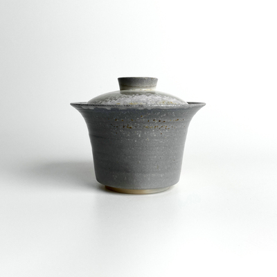 柴烧盖碗130ml手工飘花中白泥两才元宝自然落灰