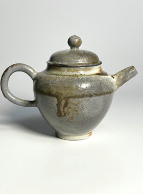 裸柴烧茶壶140ml手工全玻化灰色泡茶单人壶自然落灰复古商务礼品