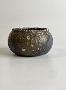 80ml柴烧主人杯子原矿圆融杯手工品茗1018无釉裸烧落灰客杯材烧