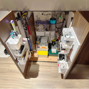 免打孔洞洞板柜内工具杂物置物架狭窄空间墙面整理免钉板