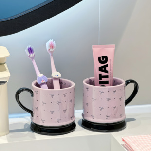 高颜值紫色杯子陶瓷漱口杯情侣家用洗漱杯套装卫生间洗手台牙刷杯