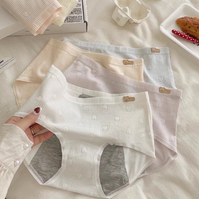 复古小熊布标爱心提花纯棉内裤