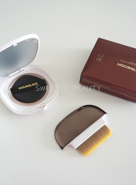 Hourglass气垫盒粉底盒便携化妆镜带水滴粉扑+磁吸一字型粉底刷