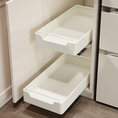 免打孔厨房抽拉式 置物架下水槽拉篮橱柜子滑轨抽屉收纳盒调味料