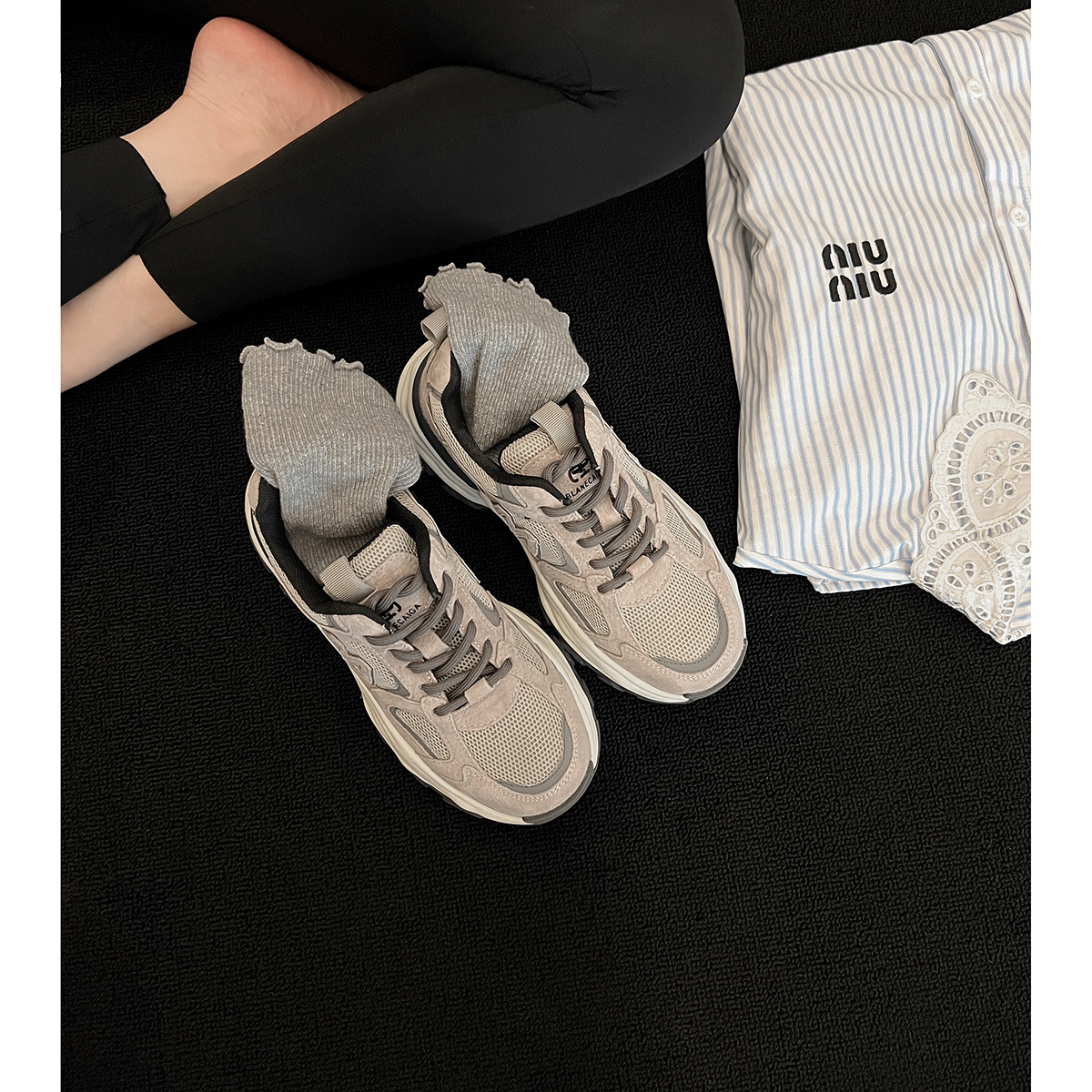 大叔家厚底字母老爹鞋